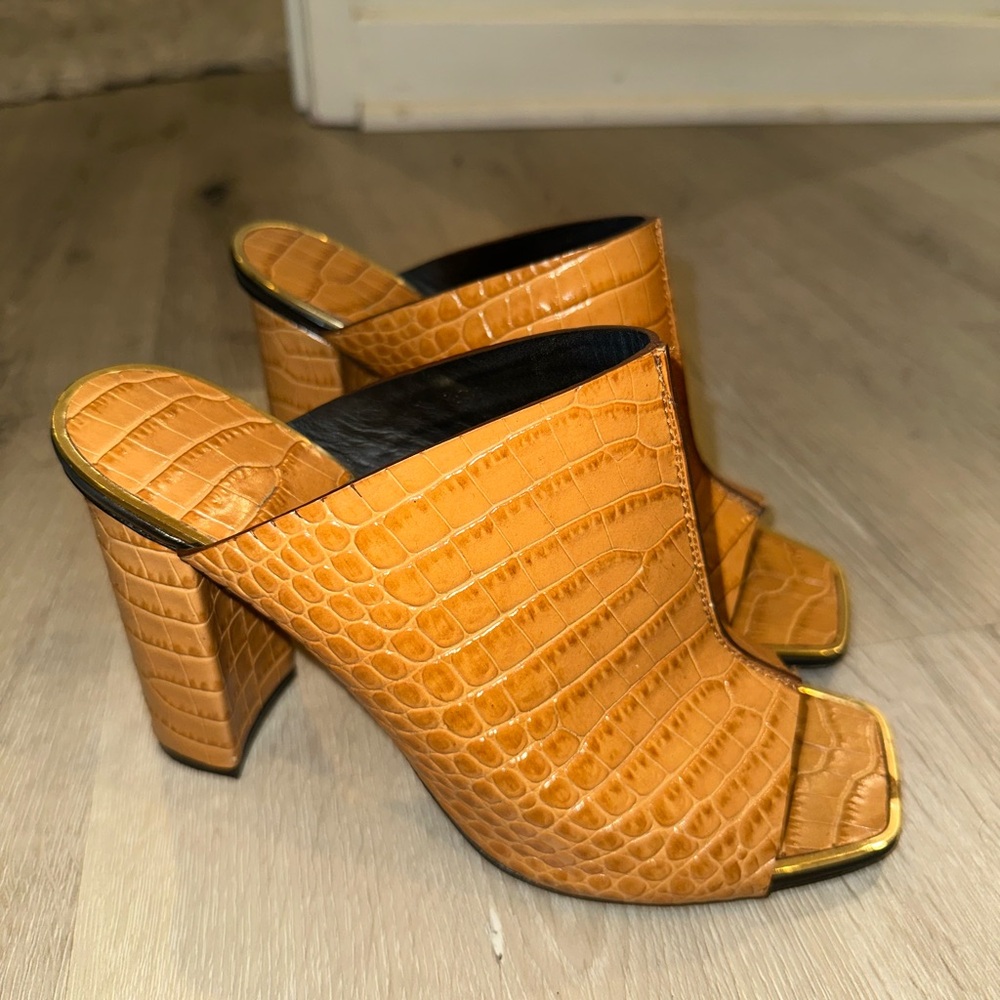 Celine Croc-Embossed Mules